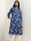 Utsa Indigo Surkhab Printed Straight Cotton Kurta