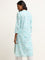 Utsa Blue Printed Cotton Straight Fit Kurta