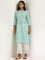 Utsa Turquoise Floral Printed Straight Kurta