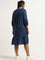 Gia Blue Solid A-Line Dress