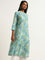 Utsa Green Printed Button-Down Kurta