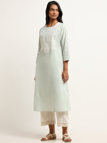 Utsa Mint Mirror Embroidered Kurta