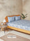 Westside Home Dark Blue Floral Printed Double Bed Flat Sheet and Pillowcase Set