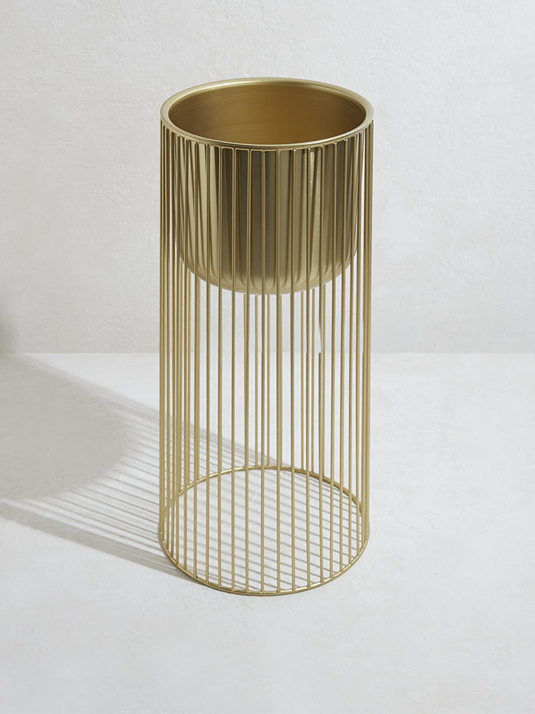 Westside Home Gold Circular Cage Planter-Large