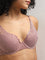 Wunderlove Mauve Floral Embroidered Plunge Wired Bra