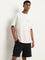 Studiofit White Printed Relaxed-Fit Cotton T-Shirt