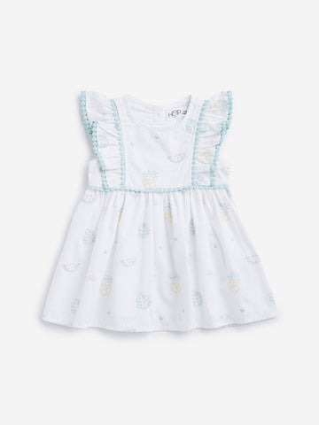 HOP Baby White Printed A-line Dress