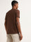 ETA Brown Cotton Blend Slim Fit Ribbed T-Shirt