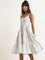 Bombay Paisley Cotton White Embroidered Tiered Dress