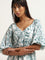 Bombay Paisley Teal Ikkat Printed Tiered Dress