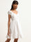 Nuon White Schiffli Cotton A-Line Dress