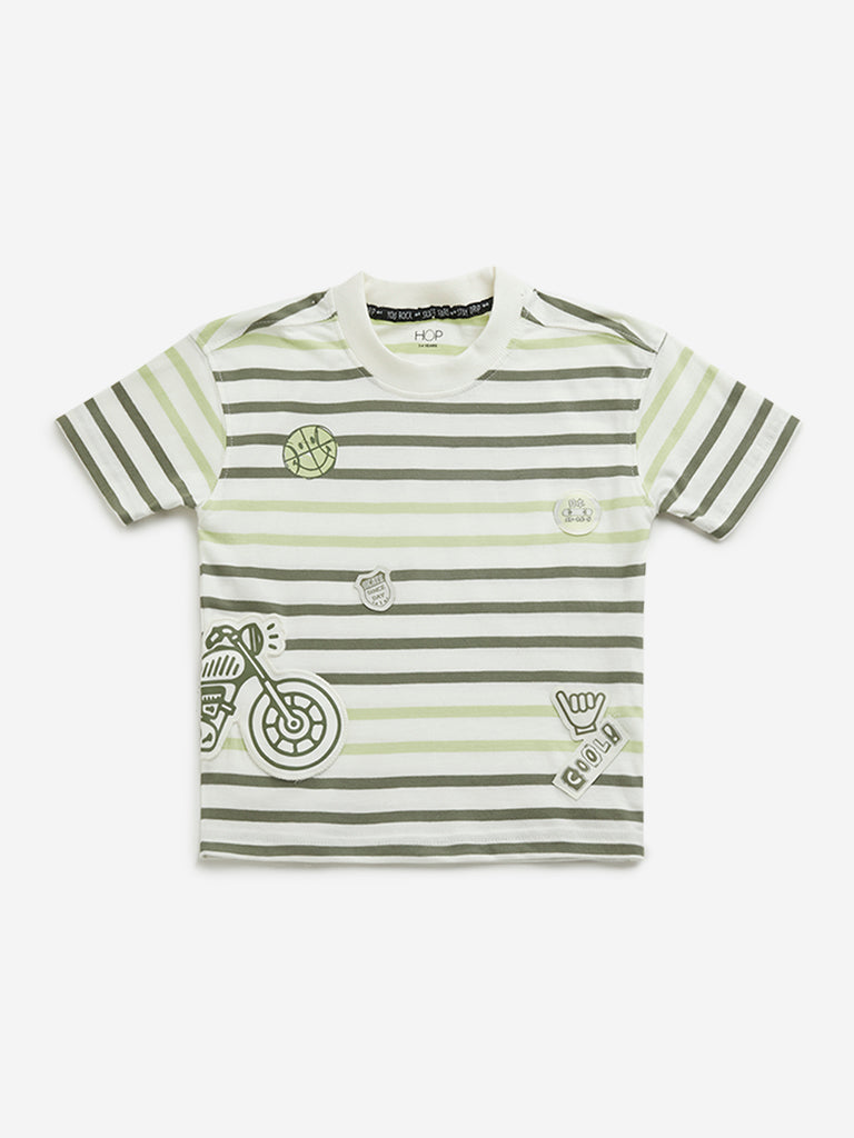 HOP Kids Off-White Striped T-Shirt