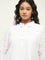 Diza White Cotton A-Line Collared Kurta