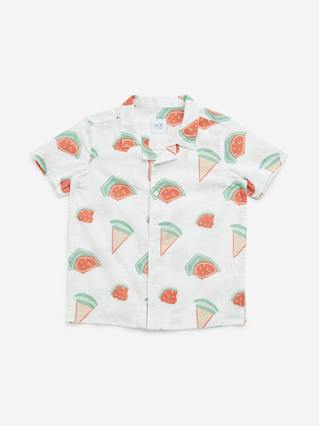 HOP Kids White Watermelon Printed Shirt