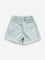 HOP Kids Blue Floral Embroidered High-Rise Cotton Shorts