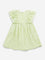 HOP Kids Lime Checkered Design A-Line Cotton Dress