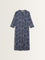 Utsa Blue Leaf Printed A-Line Kurta