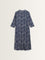 Utsa Blue Leaf Printed A-Line Kurta