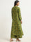 Utsa Dark Green Foliage Print A-line Kurta