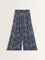 Utsa Blue Leaf Printed High-Rise Palazzos