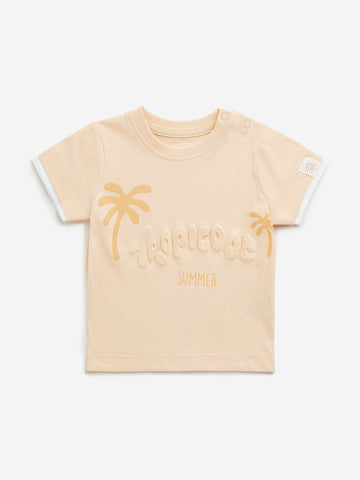 HOP Baby Peach Text Embossed T-Shirt