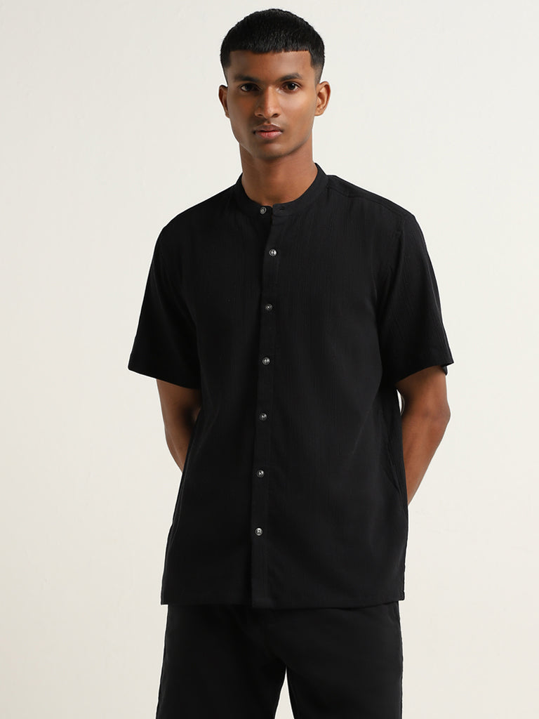 ETA Black Solid Resort Fit Shirt