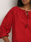 LOV Red Schiffli Design Blouse