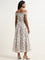 LOV White Floral Patterned Cotton Tiered Dress