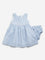 HOP Baby Light Blue Striped A-Line Cotton Dress with Shorts Set