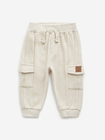 HOP Baby Beige Cargo-Style Mid-Rise Joggers