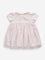 HOP Baby Pink Floral Embroidered Party Cotton Dress