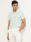 WES Casuals Mint Striped Slim-Fit Polo T-Shirt