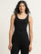 Wunderlove Black Ribbed Textured Cotton Blend Camisole