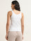 Wunderlove White Ribbed Textured Cotton Blend Camisole