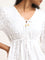 LOV White Floral Embroidered Casual Cotton A-Line Dress