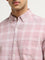 WES Casuals Pink Checkered Design Slim-Fit Cotton Shirt