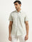 WES Casuals Sage Floral Slim-Fit Blended Linen Shirt