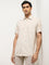 WES Casuals Beige Striped Relaxed-Fit Cotton Shirt