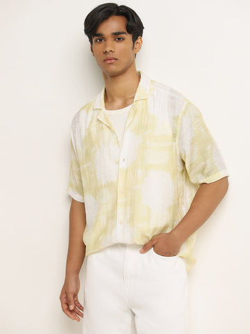 Nuon Yellow Abstract Printed Relaxed-Fit Shirt