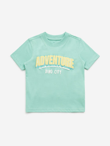 HOP Kids Green Text Design Cotton T-Shirt