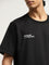 Studiofit Black Text Printed Relaxed-Fit T-Shirt