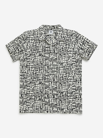 Y&F Kids Black Abstract Printed Cotton Shirt