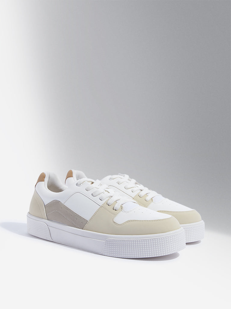 SOLEPLAY Beige Colour-Blocked Lace-Up Sneakers