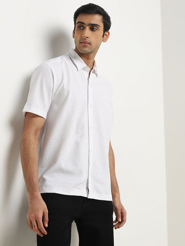 Ascot White Textured Relaxed-Fit Shirt