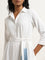 LOV White Ombre Blended Linen Shirt Dress with Belt