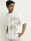 Nuon White Floral Design Relaxed-Fit T-Shirt