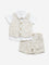 HOP Baby Beige Cotton Waistcoat, Shirt, Shorts & Bow Set