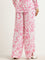 Wardrobe Pink Foliage Pattern Flared Mid-Rise Trousers