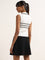 Studiofit Off-White Striped Ribbed Textured Top