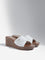 LUNA BLU White Criss-Cross Strap Wedge-Heel Sandals